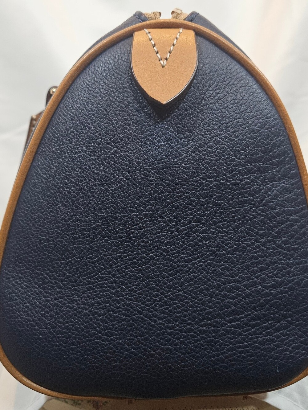 Dooney & Bourke Navy with Tan Trim Barrel Satchel 25 - Picture 3 of 12